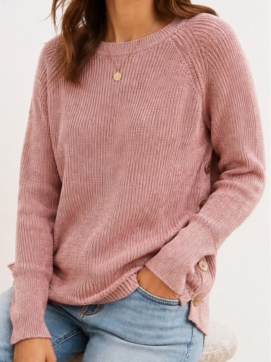 LOFT Sweaters - LOFT COTTON SIDE BUTTON SWEATER BLUSH PINK  (size S)